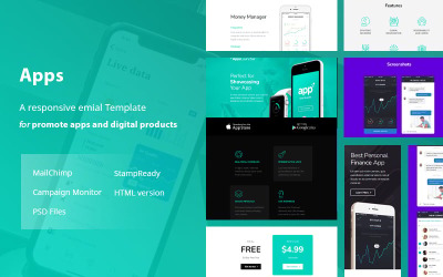Appar - Responsiv e-postmall + Online-redigerare