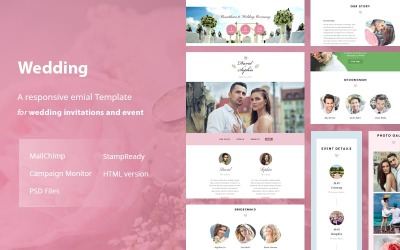 婚礼 - 响应式电子邮件模板 + 在线编辑器