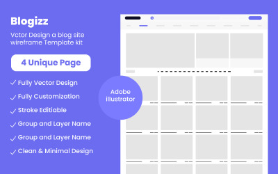 Plantillas de wireframe para blogs: diseño plano