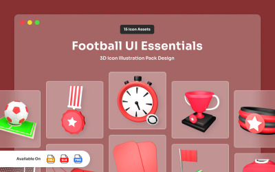 现代 3D 足球 UI 图标集合