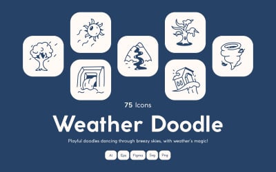 Conjunto de arte para rabiscos de clima moderno