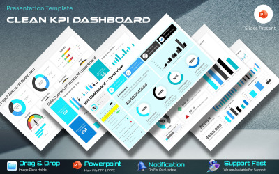 Szablon programu PowerPoint dla czystego pulpitu nawigacyjnego KPI online