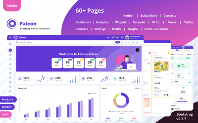 Falcon - Modelo de painel de administração do Bootstrap moderno