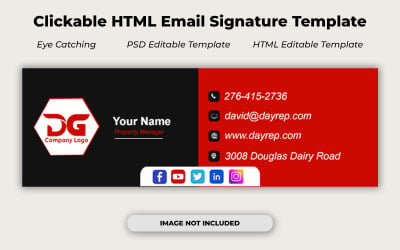 Firma de correo electrónico empresarial con estilo | Plantilla PSD editable | Diseño de Photoshop