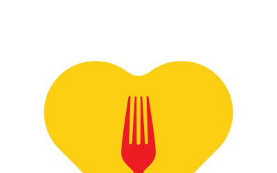 Icône de cœur avec fourchette pour une alimentation saine – Symbole de bien-être culinaire