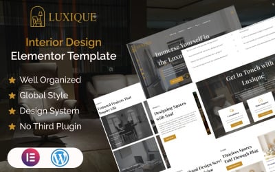 Luxique - İç Tasarım Elementor Şablon Seti