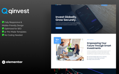 Qinvest – Modelo Elementor para empresas de consultoria financeira e de investimento