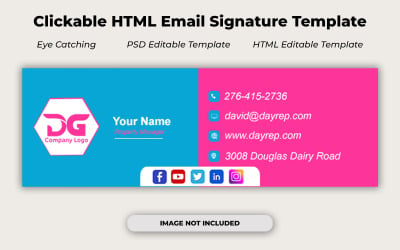 Stilvolle Business-E-Mail-Signatur | Bearbeitbare PSD-Vorlage | Photoshop-Designs