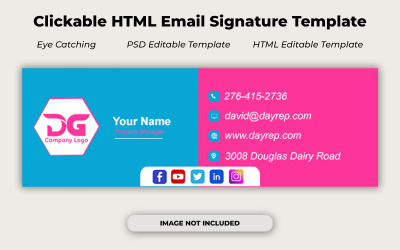Stylish Business Email Signature | Editable PSD Template | Photoshop Designs