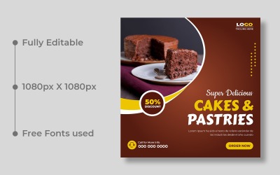 Modèle de publication sur les réseaux sociaux pour une vente spéciale de gâteaux, version 1