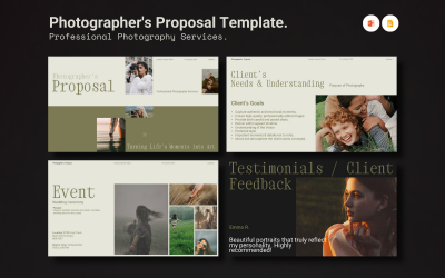 Modèle de proposition de photographe | Portfolio de photographie moderne et présentation client.