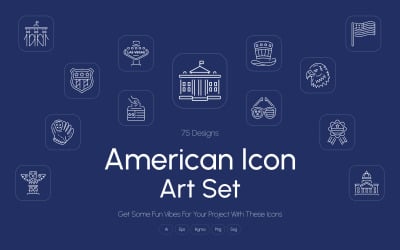 Modernes amerikanisches Icon-Art-Set