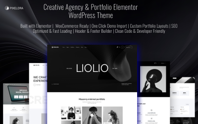 Pixelora – тема Elementor WordPress для креативного агентства и портфолио