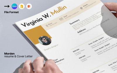 Современный шаблон резюме и сопроводительного письма Canva + Google Docs + PowerPoint Профессиональный дизайн резюме