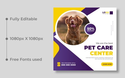 Modello di post sui social media per la cura degli animali domestici Ver-5