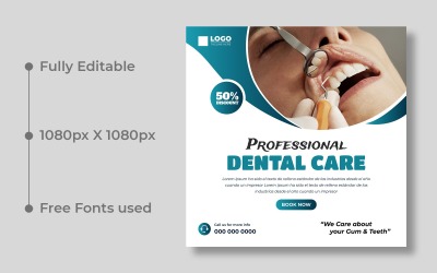 Modello di post sui social media per la cura dei denti Ver-2