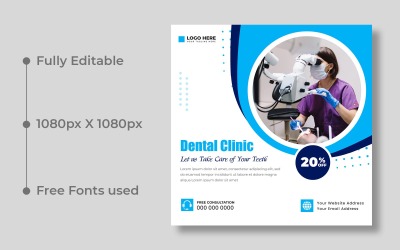 Plantilla de publicación para redes sociales sobre cuidado dental, versión 1