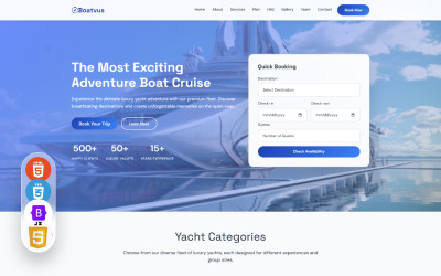 Boatvus – HTML-Landing-Vorlage für Yachtbuchungen