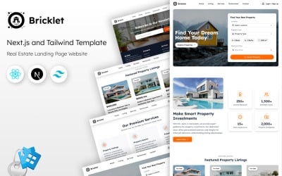 Bricklet - Modelo de Landing Page Next.js e Tailwind CSS para agência imobiliária gratuita