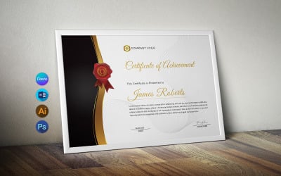 Modello di certificato di conseguimento | Design del premio di completamento stampabile per Canva e MS Word