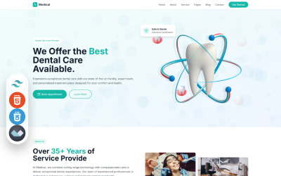 Modèle de page d&amp;#39;accueil CSS Tailwind pour services médicaux et dentaires