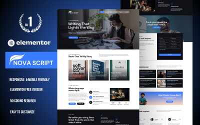 Nova Script – Boekauteur &amp;amp; Schrijver Elementor Template Kit