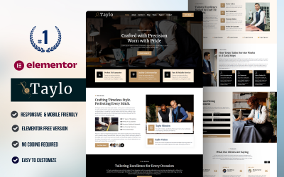 Taylo – Kit de modelos Elementor para alfaiate e alteração de roupas profissionais