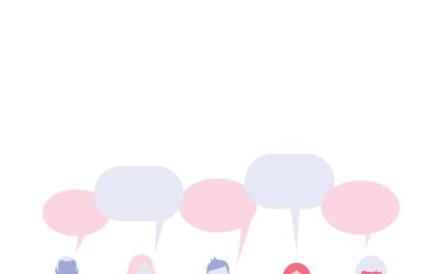 Ilustración vectorial de personas hablando con burbujas de diálogo