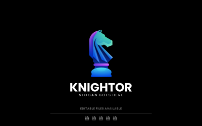 Gradient Modern Chess Horse Logo Design