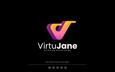 Degrade Modern V Harfi Logo Tasarımı