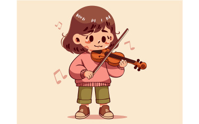 Fille de dessin animé jouant du violon