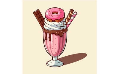 Cartoon of a Pink and Chocolate Milkshake
