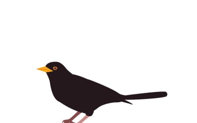 Whimsical Blackbird Vector Illustration for Kids Design Projects