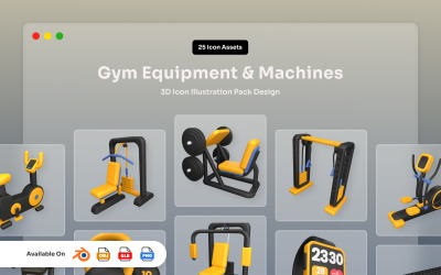 Gym Equipment 3D Icon Pack