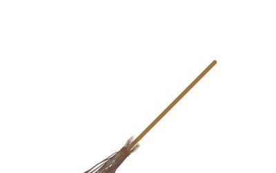 Vintage Witch Broomstick Isolated Halloween Illustration Vector