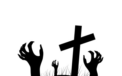 Zombie Hands Emerging from Grave Soil Silhouette