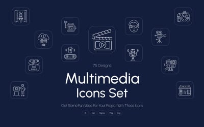 Modernes Multimedia-Icon-Art-Set