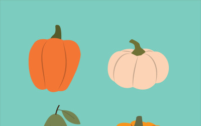 Vibrant Autumn Pumpkins Icon Set