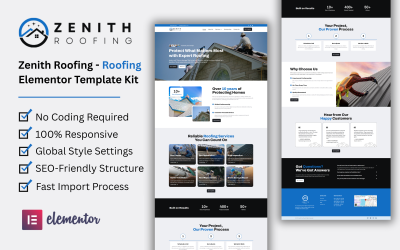 Zenith Roofing - Kit de modèles Elementor pour sites Web de services de toiture