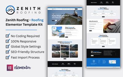 Zenith Roofing - Kit modello Elementor per sito web di servizi di copertura