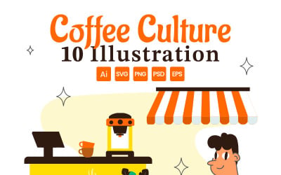 10 illustrationer av kafékultur