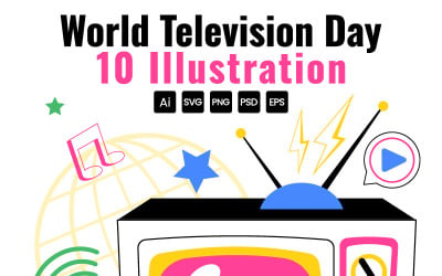 10 Illustrationer för Världs-TV-dagen