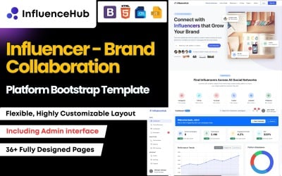 InfluenceHub – Szablon Bootstrap platformy współpracy influencerów z markami