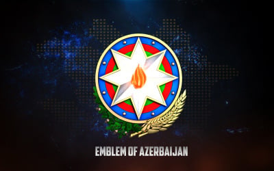 Modelo 3D del emblema nacional de Azerbaiyán