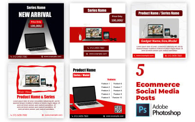 Modern Ecommerce Social Media Post Bundle | 5 Editable Photoshop Templates