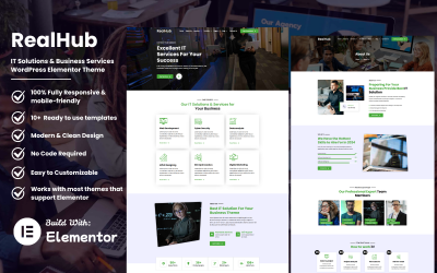 RealHub - Tema WordPress Elementor para Soluções de TI e Serviços Empresariais