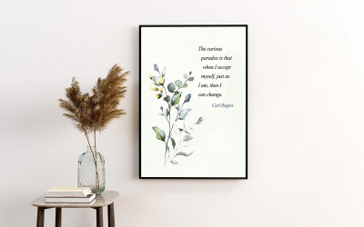 Druckbare Aquarell-Wandkunst mit inspirierendem Zitat | Botanische Blumendekoration für Zuhause