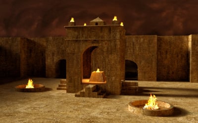 Het 3D-model van de Ateshgah-vuurtempel