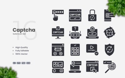 16 Captcha tömör ikonkészlet