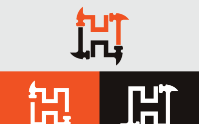 Letter H And Hammer Logo Template